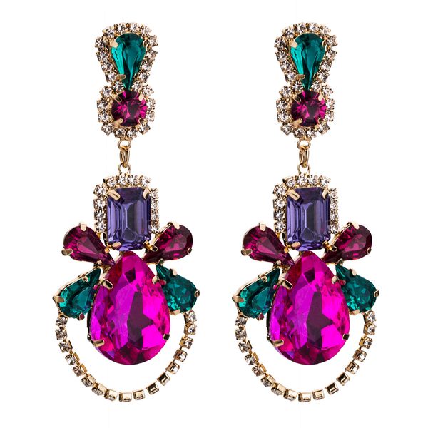 

iced out women drop earrings luxury rhinestone dangle fashion jewelry acrylic flower statement chandelier wedding party xmas jewerly gifts, Silver