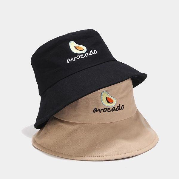 

avocado embroidered bucket hat outdoor sun hat fisherman cap, Blue;gray