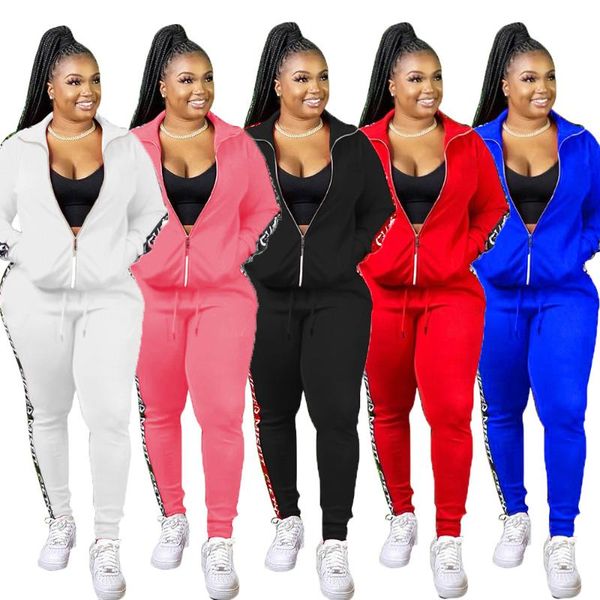 

women's tracksuits womens tracksuit fashion street casual style sets long sleeve lapel zipper elastic pants pure color two piece, Gray