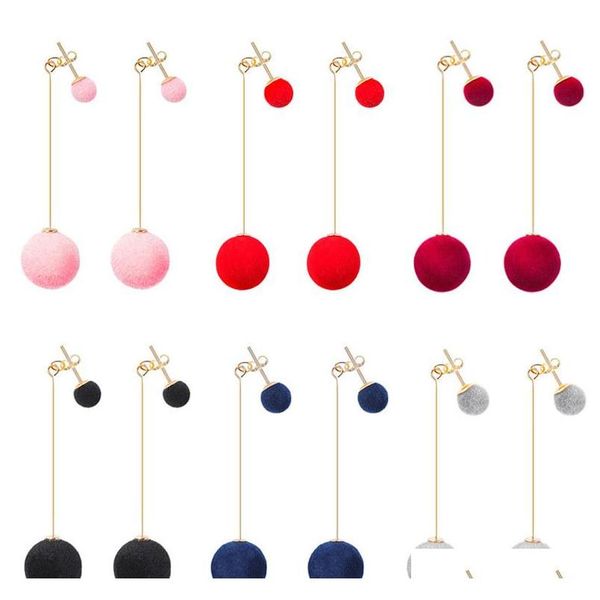 

fashion long drop earrings plush ball dangle earrings women jewelry charm gifts handmade wool pendents eardrop rbqyh, Silver