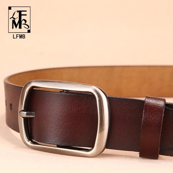 

lfmb] leather belt men male genuine leather strap belt for men ceinture homme cuir veritable cinto masculino, Black;brown