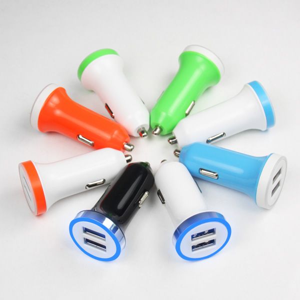 

wholesale new products car cigarette charger 2 port 2.4a usb 12-24v quick smart phone blue charger car