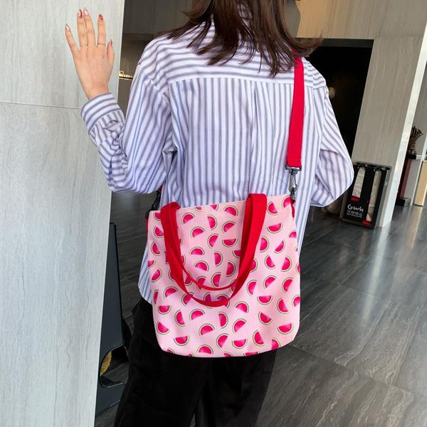 

shoulder bags 2021 brand women cartoon fruit print crossbody bag cute canvas for shopping travel