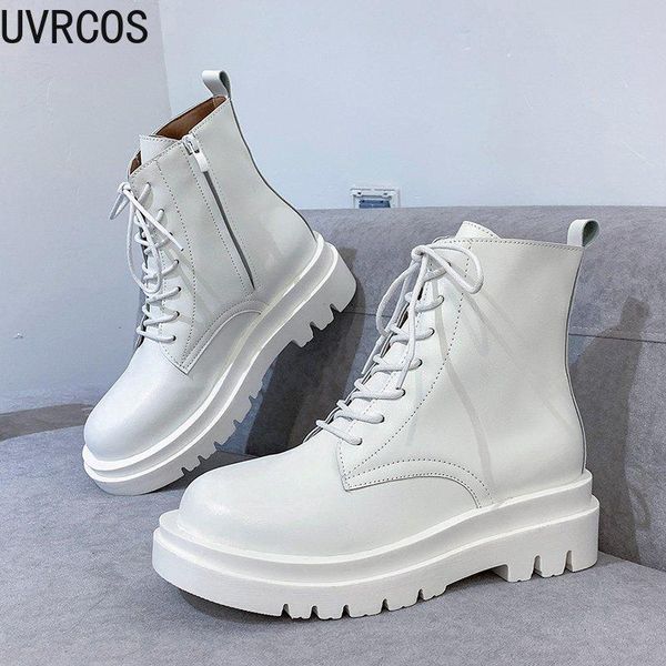 

autumn women boots round toes soft black leather motorcycle boots punk gothic shoes combat white leather for women 2021