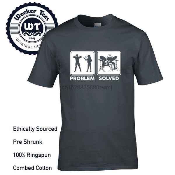 

t shirt 2020 new men fashion solid t shirt funny drumming t shirt - problem solved drums new tee shirts sport hooded sweatshirt hoodie