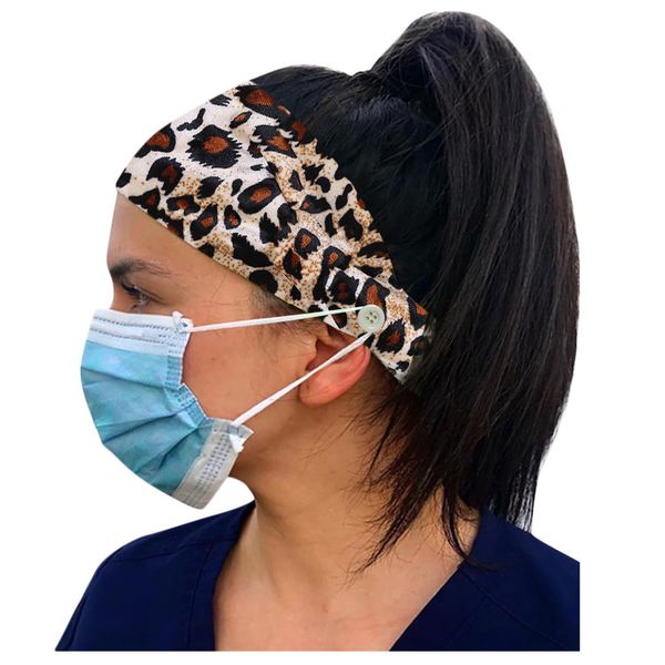 

for soft button earmuff mask headband zwith leopard print outdoor yoga sweat-absorbent and quick-drying headwear hair accessories