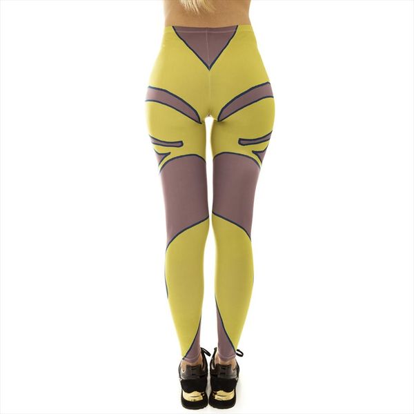 

женщины legging yellow face ограничивает печати поножи тонкий брюки sexy workout легинсы фитнес stretch днищ, Black