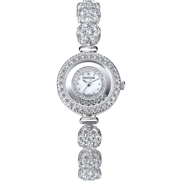 Rocos Rocos Ladies Quartz assiste Luxo Mulheres Vestir Lady Lady Wristwatch30m à prova d'água Cristal de cinta de aço da Suíça Austria