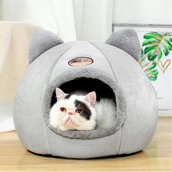 

2-in-1 foldable cat bed kitten cage nest indoor cave house with removable soft mat kennel winter sleep bag washable tent