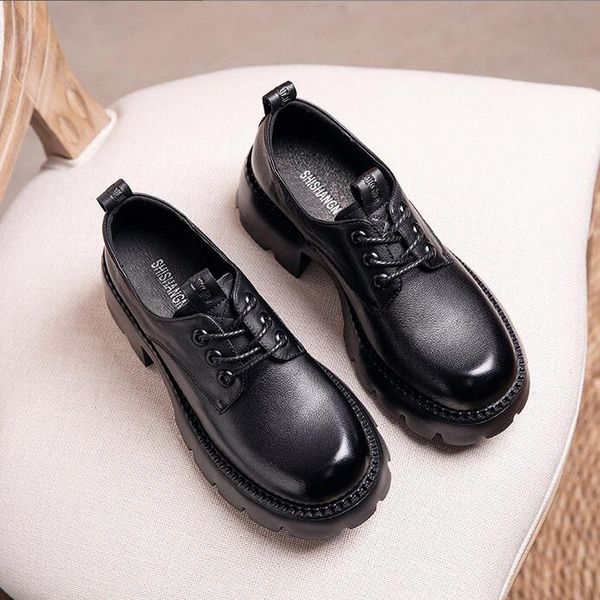 

women's single shoes 2022 new layer cowhide leather shoe foam bottom loafers