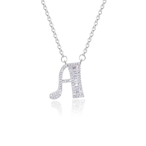 

cute cubic zircons pendant necklace clavicle chain personalized initials necklace letters alphabet choker jewelry for women girl, Silver
