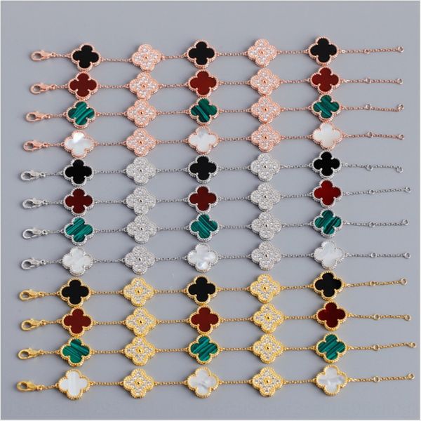 

925 sterling silver plated 18k gold tetraphyllum pentaphyllum 18k rose gold black agate red bracelet braceletagate braceletchalcedony white, Golden;silver