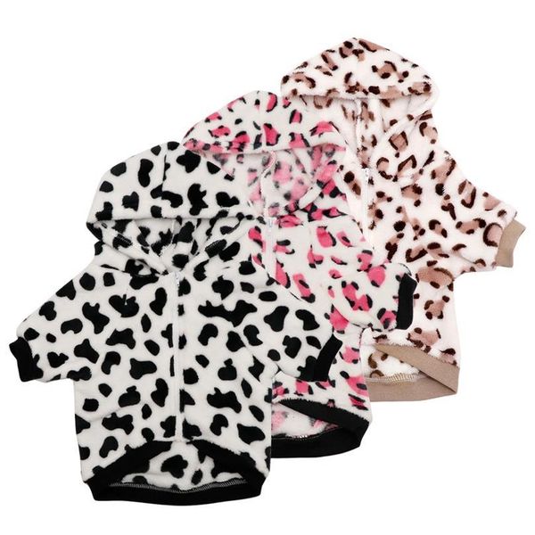 

soft leopard pet dog clothes autumn winter dog cat coat jacket hooded for small medium dogs chihuahua french bulldog bbyijf