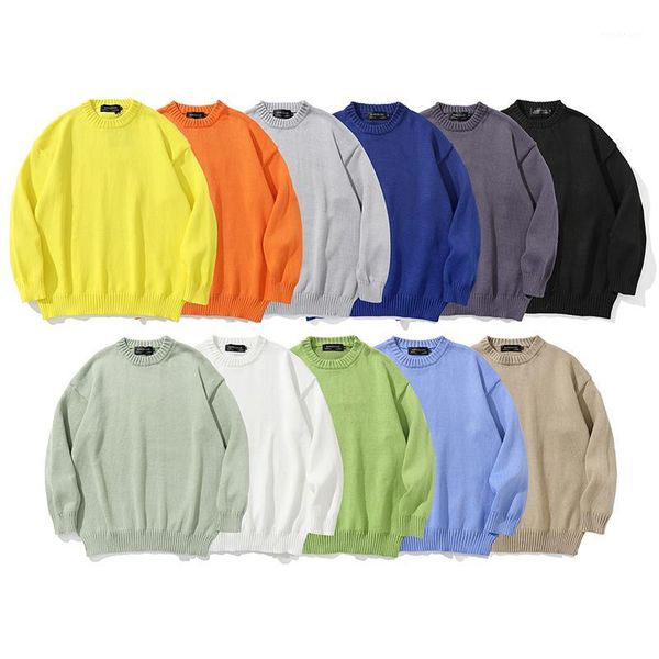 

knitted sweater men and women autumn solid sweater 11 colors fashion causal loose pullover male female 1, White;black