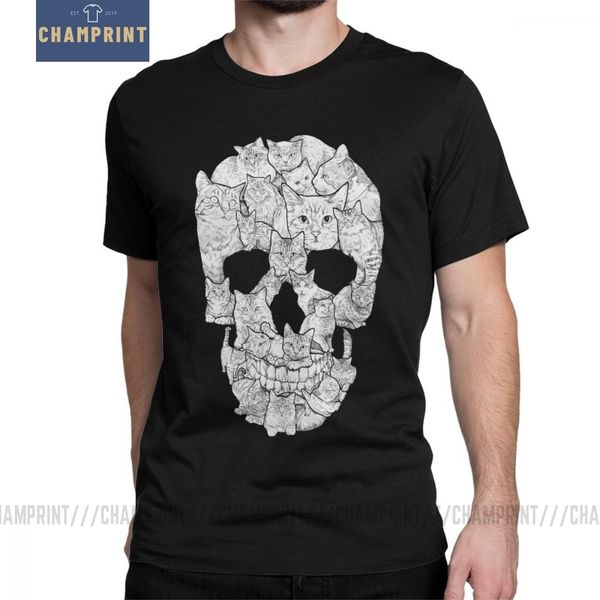 

sport cat skull horror skull t shirt man 4xl 5xl 6xl popular t-shirt round neck cotton tee shirt