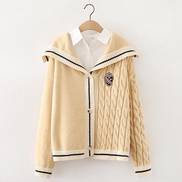 

2020 high street designer wome autumn winter sweater women'sknitted cardigan sweater v-neck ox horn button long sleeve knitted cardigan, White;black