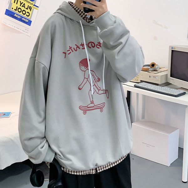 

2021 new privathinker men's casual oversize hooded sweatshirts woman fashion graphic printed hoodies male korean streetwear clothing sh, Black