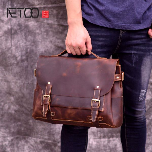 

aetoo new head cowhide oblique cross bag, british academy wind postman bag, leather retro men's handheld shoulder bag