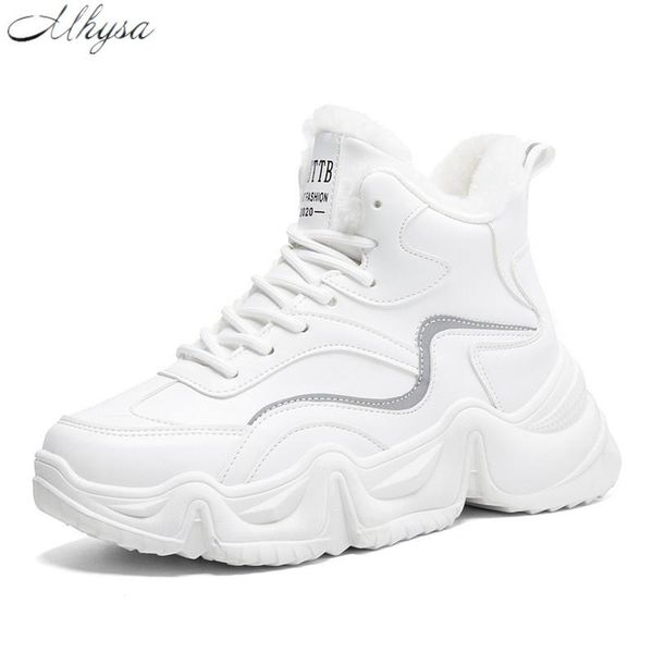 

2020 winter new women's shoes plus velvet warmth fashion women's high-shoes casual snow boots non-slip lace-up boots, Black