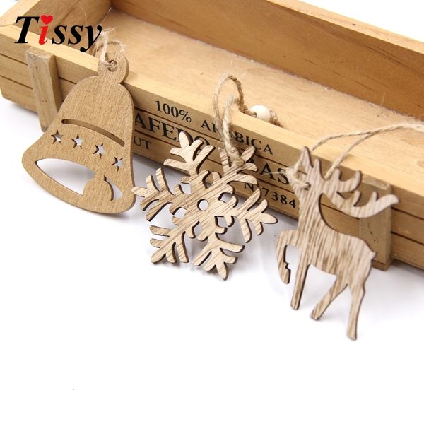 

tree 10pcs wooden pendant christmas snowflakes&deer&tree xmas ornaments christmas/wedding party decorations kids giftsee