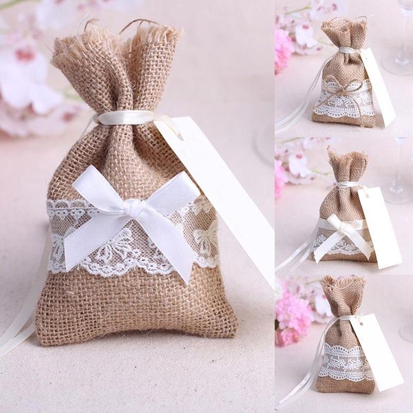 

candy bag home decoration wedding party decoration supply lace natural jute burlap drawstring bag jewelry gift favor jute sack