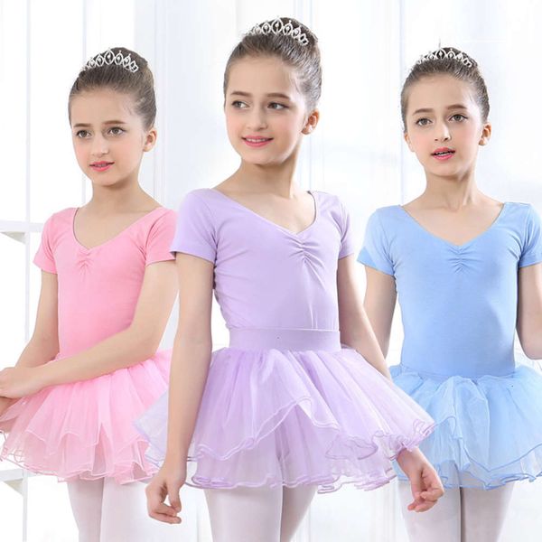 

short ballet practice sve girls' summer split poncho skirt children's body drs chine dance, Blue