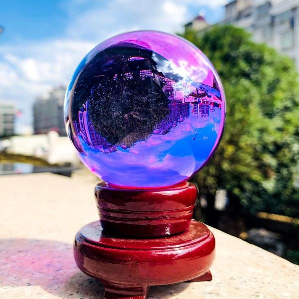 

80mm k9 purple crystal ball pgraphy glass crystal spheres magic decorative balls feng shui ornament decor gift home decor h bbycmx