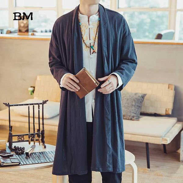

mens long length windbreaker jacket coat summer thin kimono coat vintage male jackets clothes 2020 plus size clothing1, Tan;black