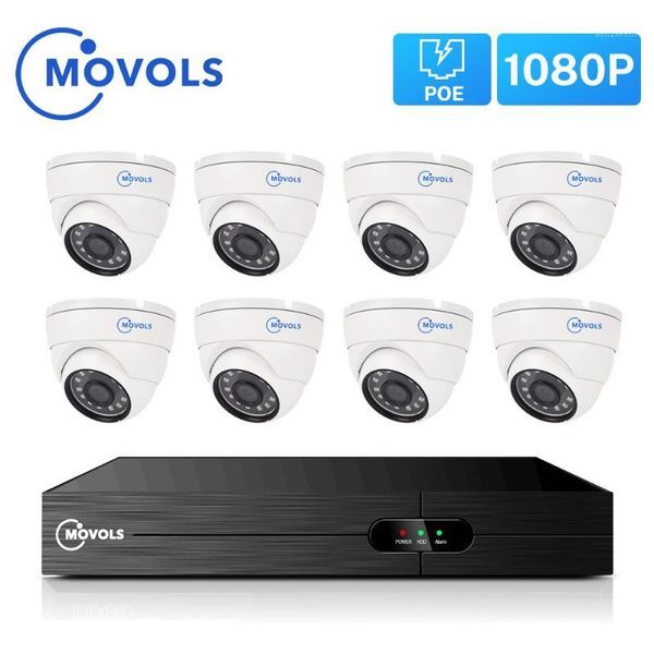 

movols 1080p poe nvr kit h.265 security camera system 8ch 2.0mp ir indoor outdoor cctv 8pcs poe ip camera video surveillance set1