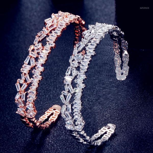 

loredana brand exclusive luxury zircon bracelet distinguished ladies white gold rose gold + zircon open bracelet1, Black