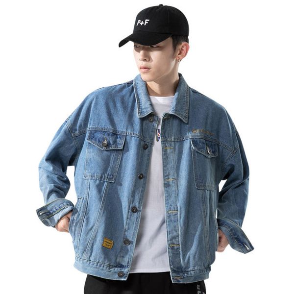 

plus size 2xl 3xl coat men's autumn new product jeans jacket man autumn 2020 new korean style trendy loose denim jacket, Black;brown