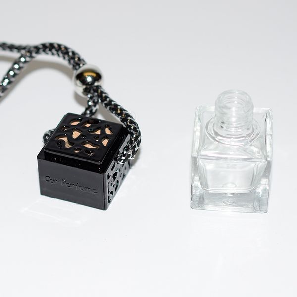 

cube perfume bottle car hanging perfume rearview ornament air freshener for essential oils diffuser fragrance empty glass bottle 44 j2