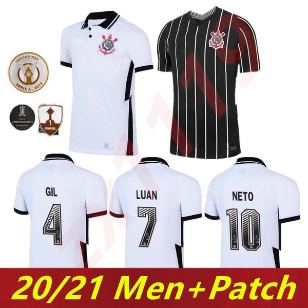 

corinthians soccer jerseys 2020 2021 corinthian camisetas home away gil ronaldo luan fagner pedrinho 20 21 neto football shirt, Black;yellow