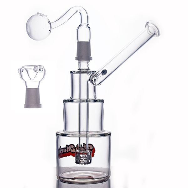 8-Zoll-Kuchenform Glasbecher Bong Recycler Oil Rig 14-mm-Aschefänger-Bong-Inline-Matrix-Perc mit 14-mm-Glasölbrennerrohr und -schale