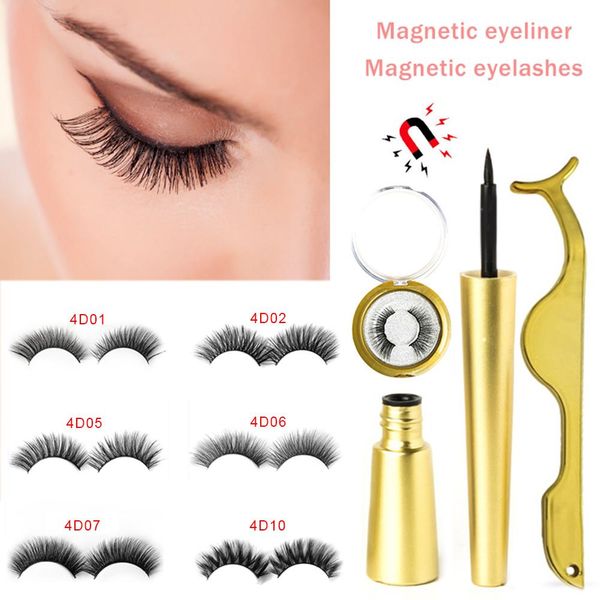 

4pair magnetic eyelashes natural full eye magnetic lashes ultra thin reusable fake lashes with eyeliner eyelash tweezers