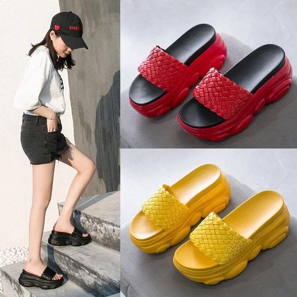 

summer platform slippers woman slides outdoor beach shoes women wedge non-slip fashion flip flops for ladies zapatos de mujer #5r85, Black