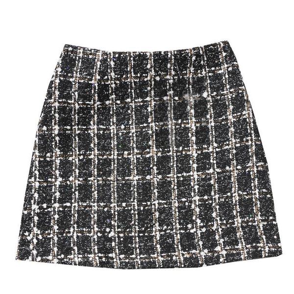 

black tweed юбка 2019 осень зима женщин корейский элегантный плед jupe femme милый днище для дам линии короткие мини юбки