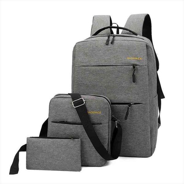 

3pcs set usb charging large capacity oxford backpack 17-inch lapbags men business travel casual school bags rucksack