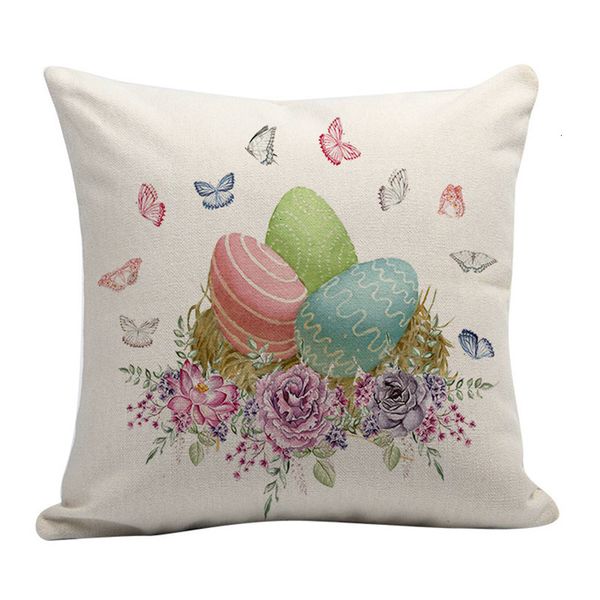 

happy easter pillowcase cute smiling bunny rabbit color eggs home cotton linen throw pillow case personalized cushion co 3 ngmuy