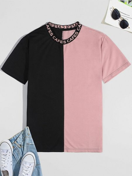 

men letter graphic colorblock tee e1mi#, White;black