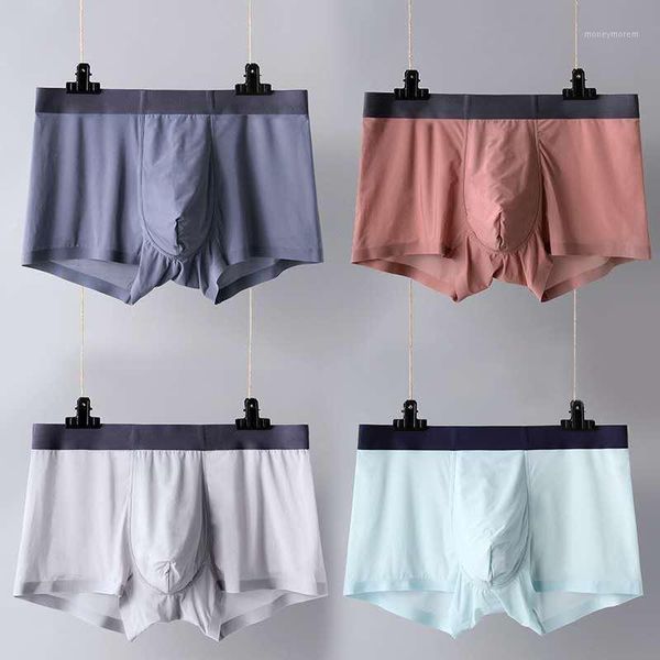 

underpants mens underwear ice silk seamless boxer briefs1, Black;white