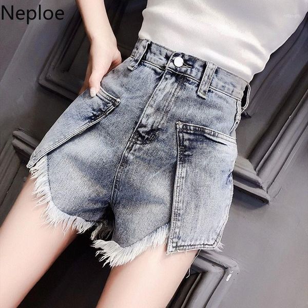 

neploe shorts women spring summer 2020 korean zipper button female bottoms casual irregular high waist ladies shorts 1a4831, White;black