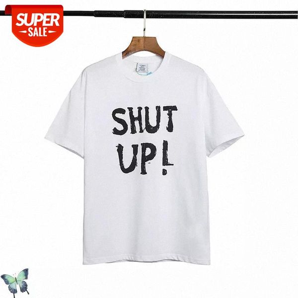 

vetements t-shirt cotton loose couple's short-sleeved shut up men women t shirt #nt6a, White;black