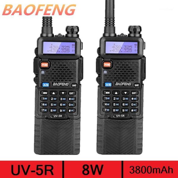 

walkie talkie 2pcs baofeng uv-5r 8w long range vhf uhf cb radio transceiver ham amateur 3800mah battery transmitter uv5r1