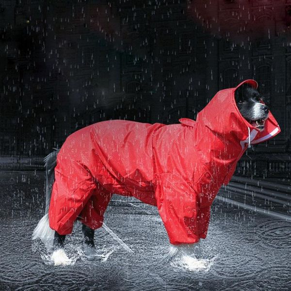 

pet coat outdoor waterproof dog raincoat dog reflective raincoat clothes hooded jumpsuit for four-legged