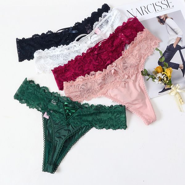 

ice lace solid color hollowed out back cross perspective low waist t-pants thong panties women, Black;pink