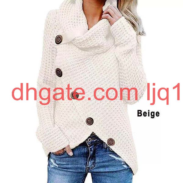 

autumn and winter new high collar solid color pullover five button knitted sweater women's loose and thickened, White;black
