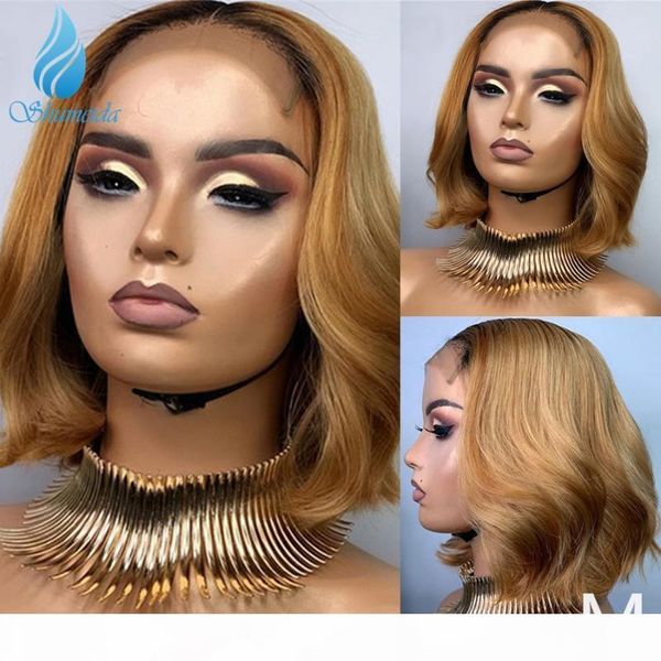 

smd 13*6 lace front wigs with baby hair brazilian remy human hair wigs brown bob for women pre plucked hairline, Black;brown