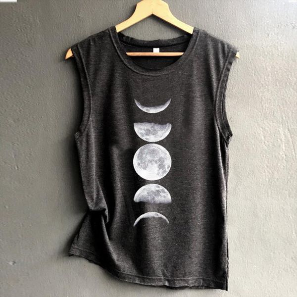 

moon tank sleeveless women black summer fashion tanks plus size womens clothing casual girls love casual, White