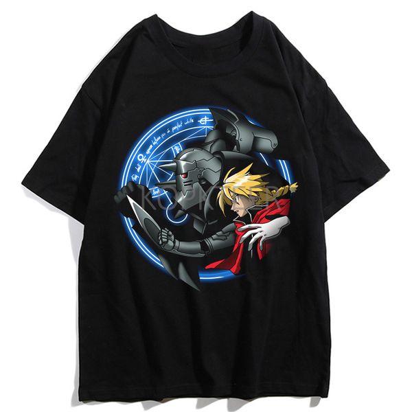 

fullmetal alchemist edward elric alphonse elric brothers alchemhy cartoon print harajuku hip hop hooded sweatshirt hoodie men t shirt
